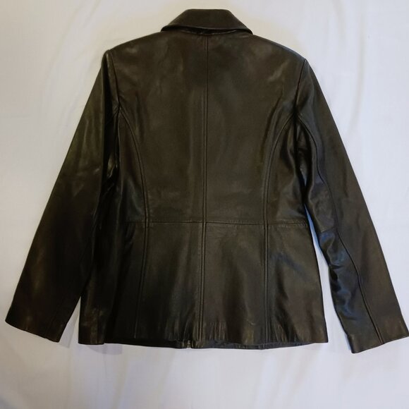 Women's Size Large Liz Claiborne Leather Dark Brown Jacket - Picture 2 of 10